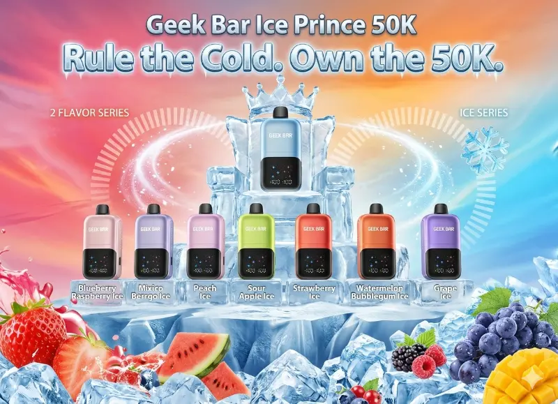 Geek Bar Ice Prince 50K Disposable Vape – 50,000 Puffs, 15 Ice Flavors