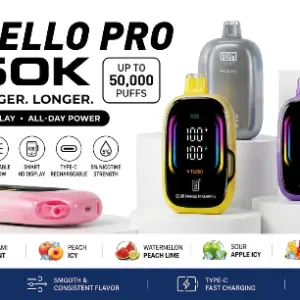 Flum Float Mello Pro 50K Disposable Vape – Rechargeable, Dual Mesh Coil, 17 Flavors, 5% Nic, 21+