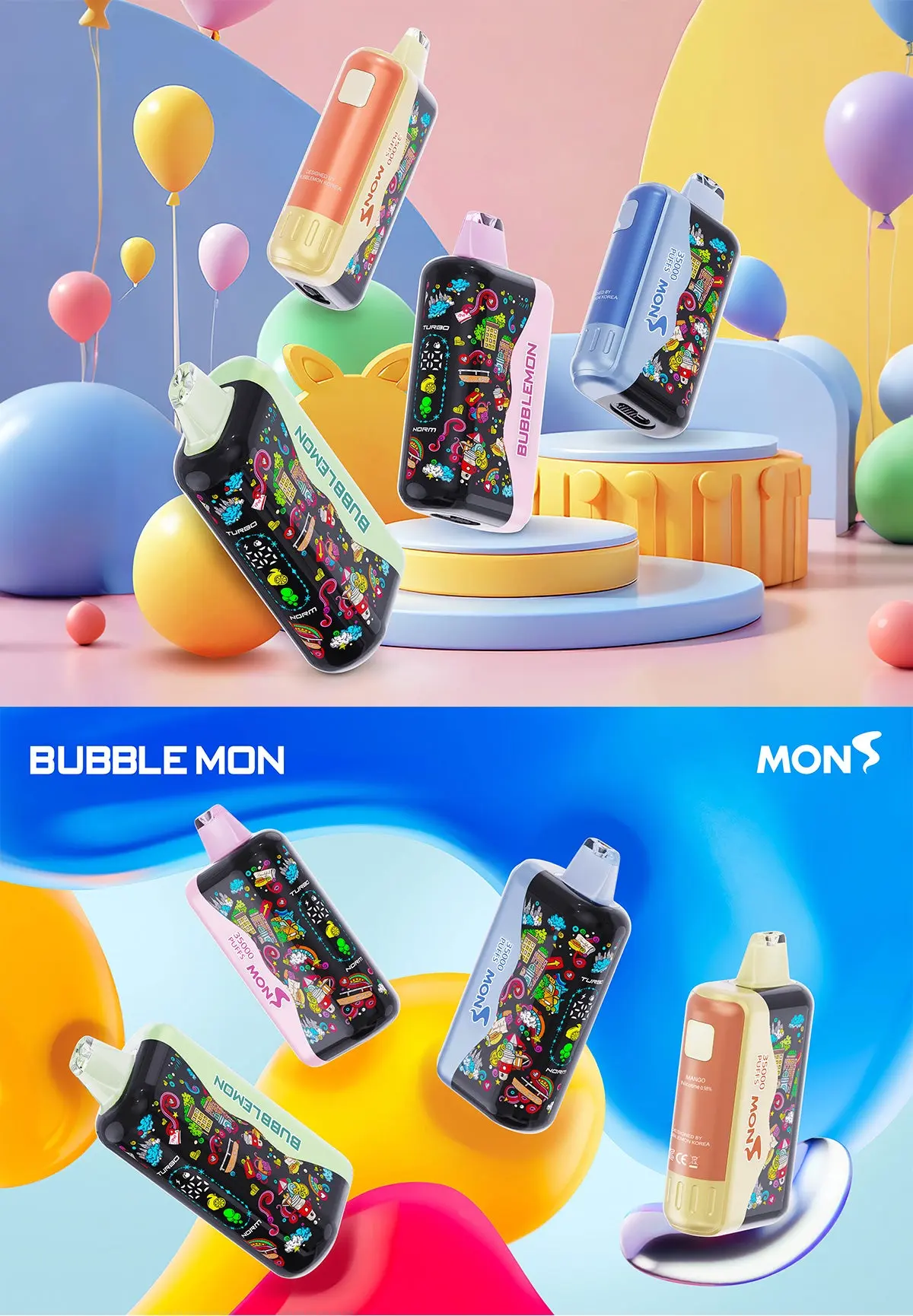 Bubblemon Graffiti Tuzzy 35K Disposable Vape – 35,000 Puffs, Rechargeable, 15 Flavors, 2% Nic, 21+