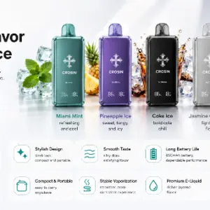 CROSIN 40K Puffs Rechargeable Disposable Vape – Dual Mesh Coil, 5 Flavors, 21+