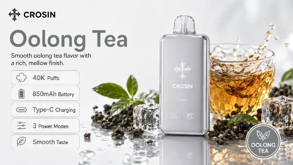 CROSIN 40K Puffs Rechargeable Disposable Vape – Dual Mesh Coil, 5 Flavors, 21+