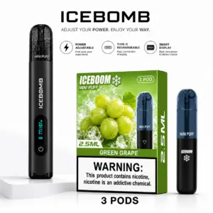 ICEBOMB Pod Vape Kit – Rechargeable Device + ICEBOOM Mini Puff Pods, 27 Flavors, 3% Nic, Type-C