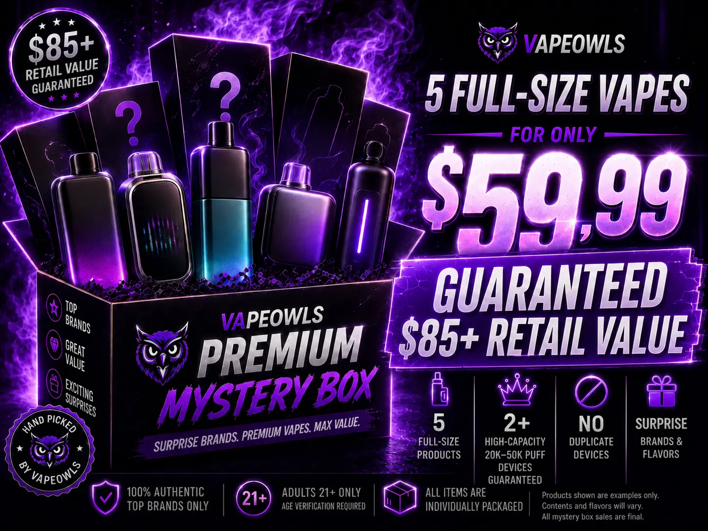 Owl Mystery Box - 5 Full-Size Vapes