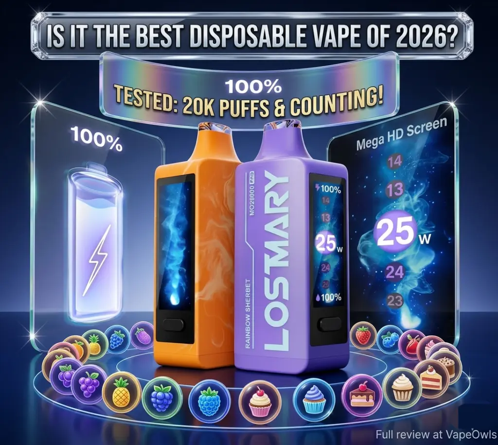 Lost Mary MO20000 Pro tested: 20K puffs, adjustable wattage, Mega HD screen & 19+ flavors. Is it the best disposable vape of 2026? Full review at VapeOwls.