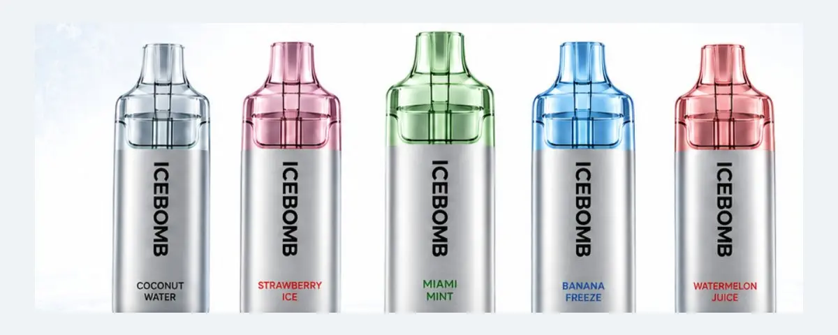 IceBomb 18K 3% nicotine disposable vapes in five flavors
